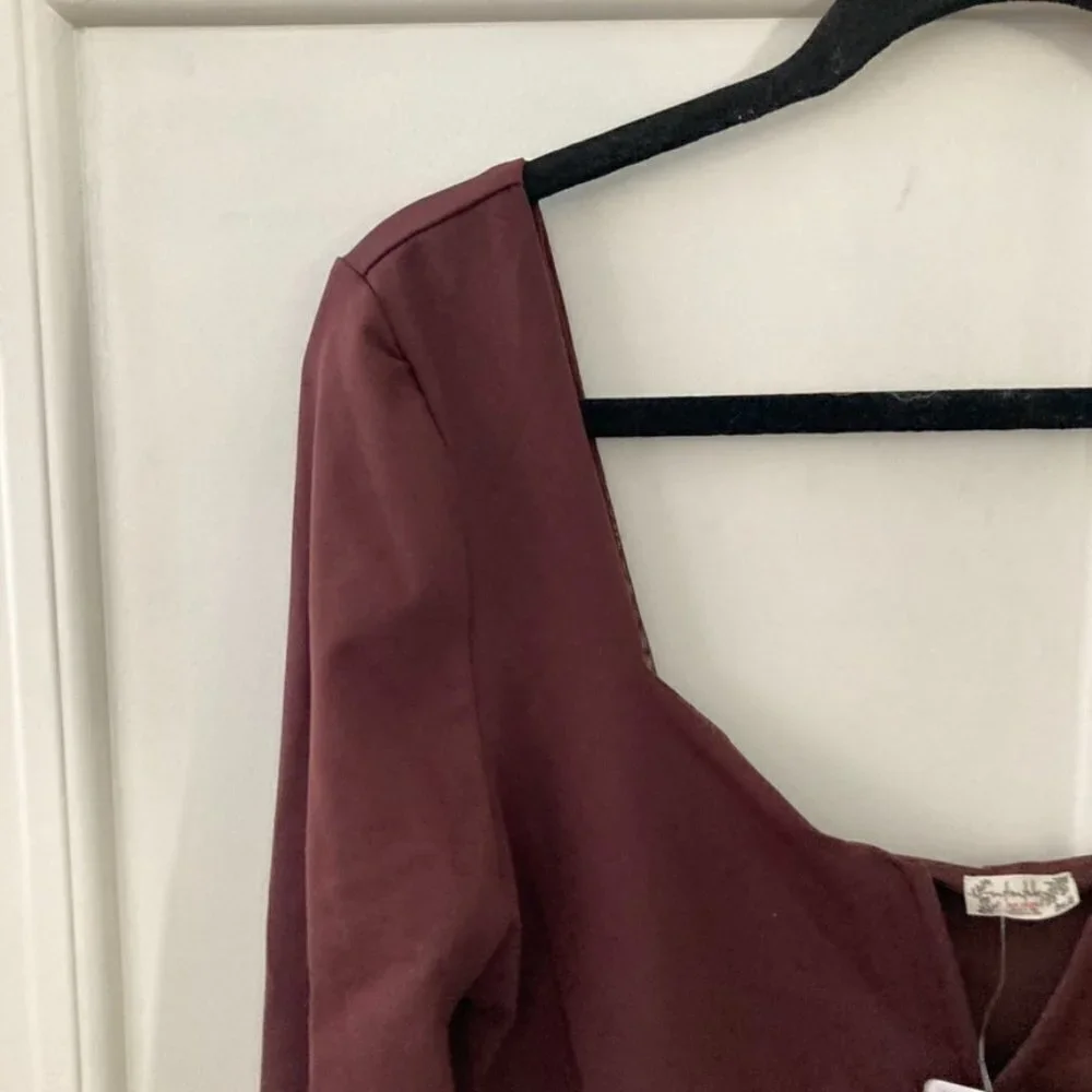 NWT Intimately Free People Stars Aligned V-Wire Bodysuit Bitter Chocolate Sz M